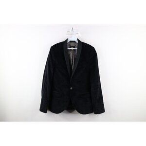 Noose & Monkey Mens 38R One Button Velvet Velour Tuxedo Suit Coat Blazer Jacket
